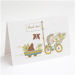 White Border Collie Brown, White Greeting Cards & Envelopes - Pack of 8