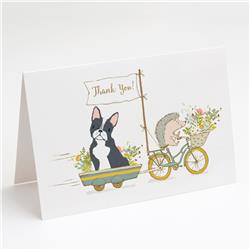 Boston Terrier Black & White Greeting Cards & Envelopes - Pack of 8
