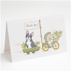 Boston Terrier Blue & White Greeting Cards & Envelopes - Pack of 8