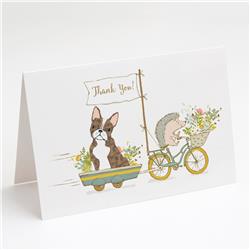 Boston Terrier Brindle & White Greeting Cards & Envelopes - Pack of 8