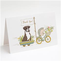Boxer Brindle White Natural Ears Greeting Cards & Envelopes - Pack of 8