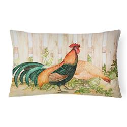 Chicken & Rooster by Ferris Hotard Canvas Fabric Decorative Pillow