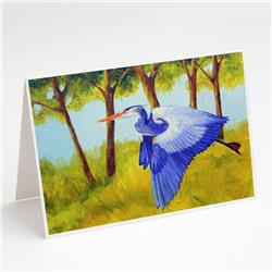 Fyling Heron by Ferris Hotard Greeting Cards & Envelopes - Pack of 8