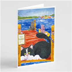 Picture of Carolines Treasures 6001GCA7P Cat Fishing From the Dock Greeting Cards & Envelopes - Pack of 8