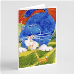 Picture of Carolines Treasures 6011GCA7P Big Blue the Cat Golfer Greeting Cards & Envelopes - Pack of 8