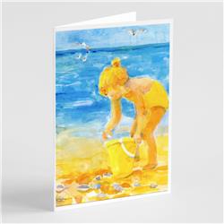Picture of Carolines Treasures 6016GCA7P Little Girl At the Beach Greeting Cards & Envelopes - Pack of 8
