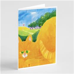 Picture of Carolines Treasures 6021GCA7P Big Orange Tabby Cat on the Golf Course Greeting Cards & Envelopes - Pack of 8