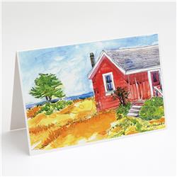 Picture of Carolines Treasures 6041GCA7P Old Red Cottage House At the Lake or Beach Greeting Cards & Envelopes - Pack of 8