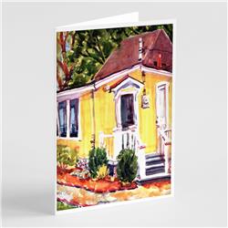 Picture of Carolines Treasures 6045GCA7P Yellow Cottage At the Beach Greeting Cards & Envelopes - Pack of 8