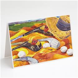 Picture of Carolines Treasures 6063GCA7P Golf Clubs Golfer Greeting Cards & Envelopes - Pack of 8