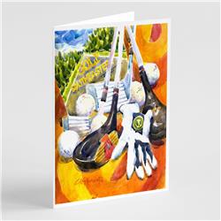 Picture of Carolines Treasures 6070GCA7P Golf Clubs&#44; Ball & Glove Greeting Cards & Envelopes - Pack of 8