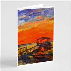 Picture of Carolines Treasures 6076GCA7P Sunset At the Dock Greeting Cards & Envelopes - Pack of 8