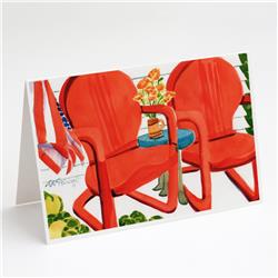 Picture of Carolines Treasures 6140GCA7P Red Chairs Patio View Greeting Cards & Envelopes - Pack of 8