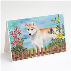 Siberian Husky Spring Greeting Cards & Envelopes - Pack of 8