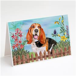 Basset Hound Spring Greeting Cards & Envelopes - Pack of 8