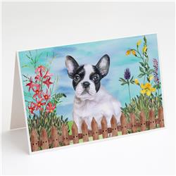 French Bulldog Black White Spring Greeting Cards & Envelopes - Pack of 8