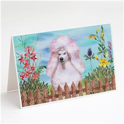 White Standard Poodle Spring Greeting Cards & Envelopes - Pack of 8