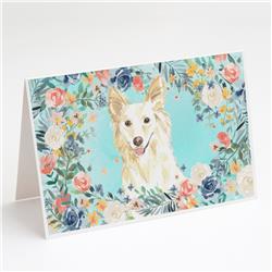 White Collie Greeting Cards & Envelopes - Pack of 8