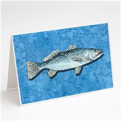 Fish Trout Faux Burlap Greeting Cards & Envelopes - Pack of 8