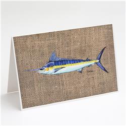 Fish Marlin Faux Burlap Greeting Cards & Envelopes - Pack of 8