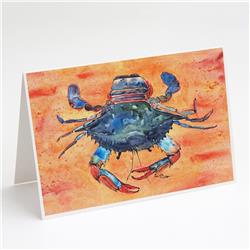 Female Blue Crab on Orange Greeting Cards & Envelopes - Pack of 8