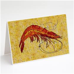 Shrimp on Yellow Greeting Cards & Envelopes - Pack of 8