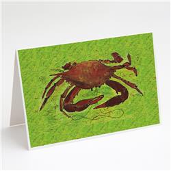 Crab on Green Greeting Cards & Envelopes - Pack of 8