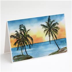 Palm Tree Beach Scene Greeting Cards & Envelopes - Pack of 8