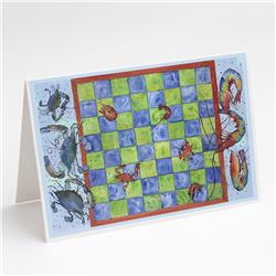 Crab & Shrimp Checkerboard Greeting Cards & Envelopes - Pack of 8