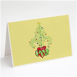 Christmas Tree Fleur De Lis Greeting Cards & Envelopes - Pack of 8