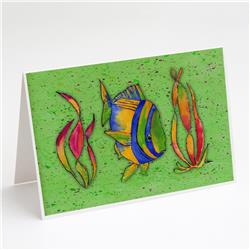 Tropical Fish on Green Greeting Cards & Envelopes - Pack of 8