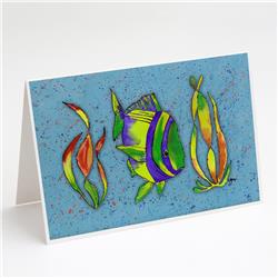 Tropical Fish on Blue Greeting Cards & Envelopes - Pack of 8