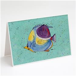 Tropical Fish on Teal Greeting Cards & Envelopes - Pack of 8