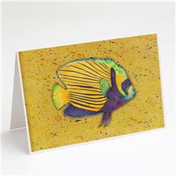 Tropical Fish on Mustard Greeting Cards & Envelopes - Pack of 8