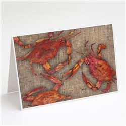 Cooked Crabs on Faux Burlap Greeting Cards & Envelopes - Pack of 8