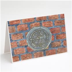 New Orleans Watermeter on Bricks Greeting Cards & Envelopes - Pack of 8