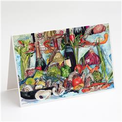 Wine Crab Shrimp & Oysters Greeting Cards & Envelopes - Pack of 8