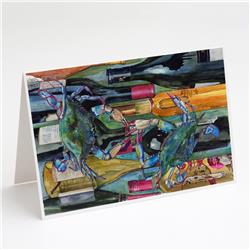 Blue Crabby Wine Bottles Greeting Cards & Envelopes - Pack of 8