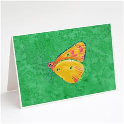 Butterfly Orange on Green Greeting Cards & Envelopes - Pack of 8