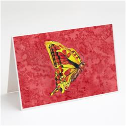 Butterfly on Red Greeting Cards & Envelopes - Pack of 8