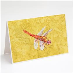 Dragonfly on Yellow Greeting Cards & Envelopes - Pack of 8