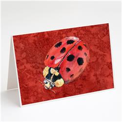 Lady Bug on Deep Red Greeting Cards & Envelopes - Pack of 8