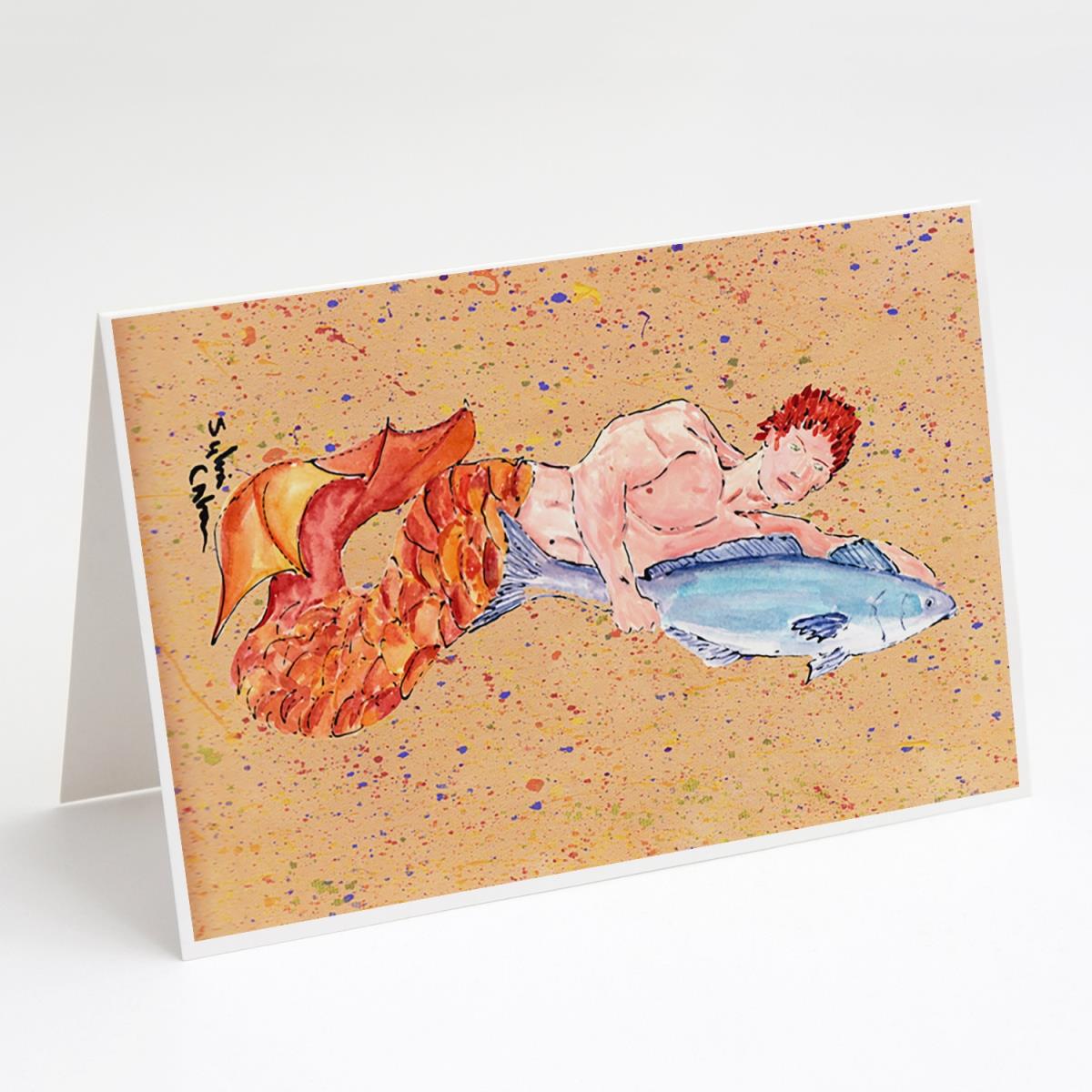 Red Headed Ginger Merman Greeting Cards & Envelopes - Pack of 8