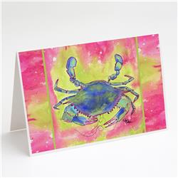 Blue Crab Bright Pink & Green Greeting Cards & Envelopes - Pack of 8