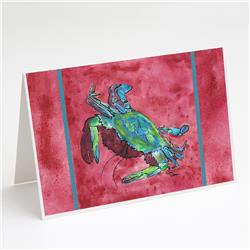 Blue Crab on Red Greeting Cards & Envelopes - Pack of 8
