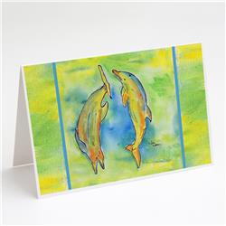 Dolphin on Grfeen Greeting Cards & Envelopes - Pack of 8