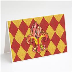 8499GCA7P Hot Peppers Fleur De Lis Greeting Cards & Envelopes - Pack of 8
