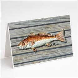 8489GCA7P Fish Red Fish Greeting Cards & Envelopes - Pack of 8