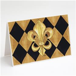 Black & Gold Fleur De Lis New Orleans Greeting Cards & Envelopes - Pack of 8