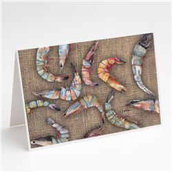 Shrimp on Faux Burlap Greeting Cards & Envelopes - Pack of 8